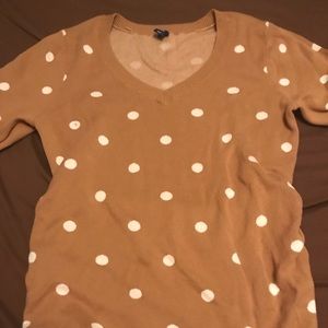 Brown and white polka dot maturity sweater